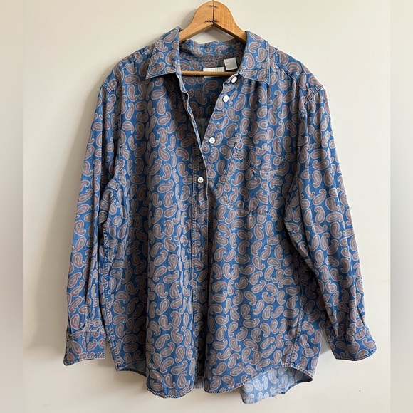 Paisley denim button up - Picture 1 of 4